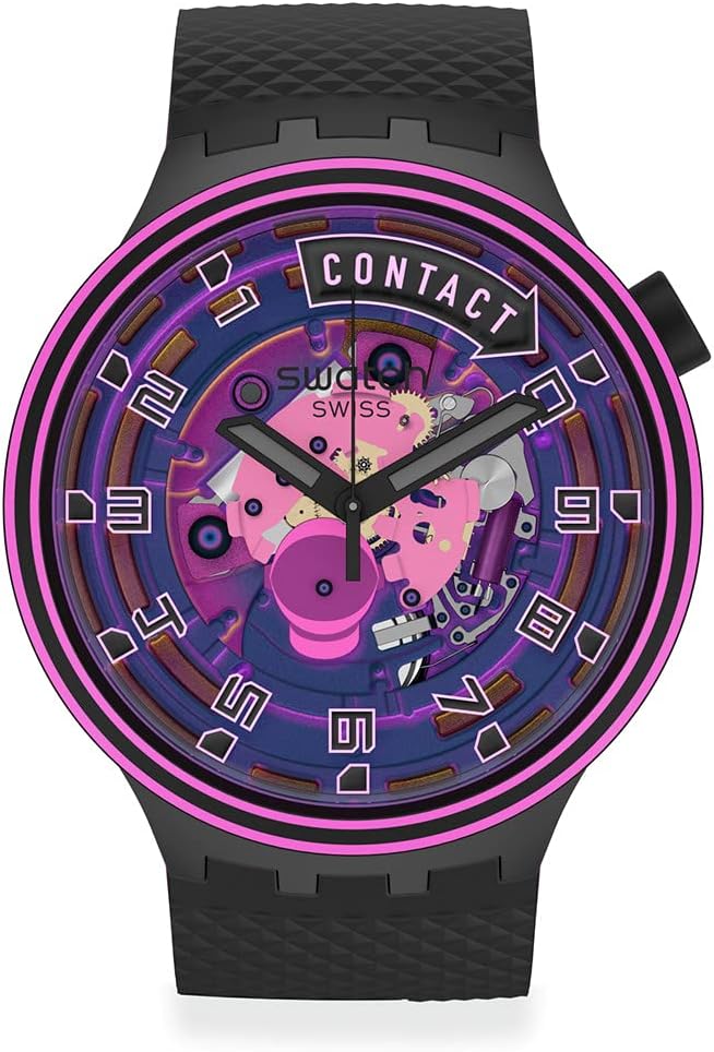 Swatch Big Bold Lacquered Unisex Watch Casual Polymer Black Automatic Waterproof Touchdown