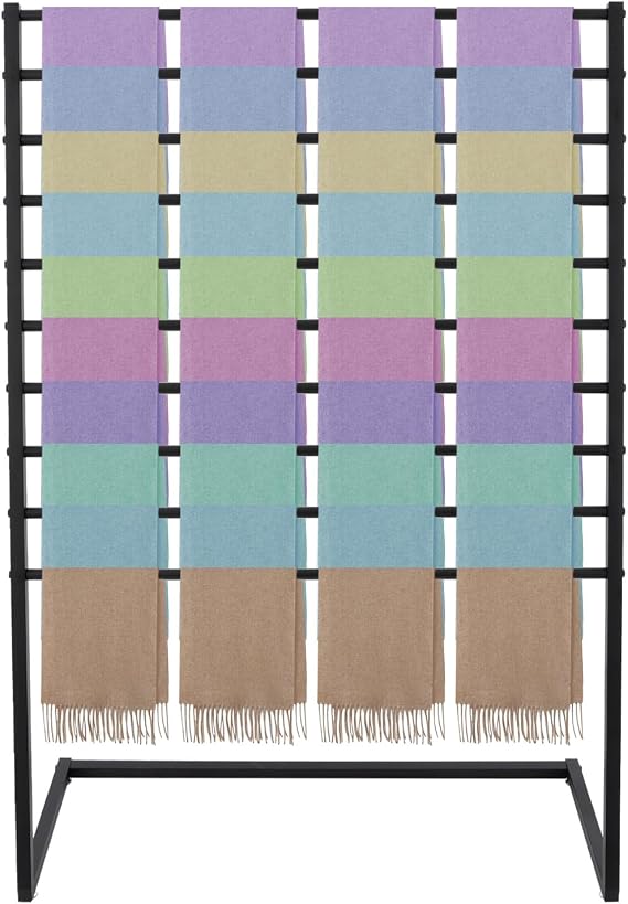 Scarf Display Stand, 5 Tier Hijab Rack Scarf Organizer, Metal Scarf Holder Organizer for Commercial Clothing Retail Store Towel Rack Ties Belt Pants Hanging Rack (Black)