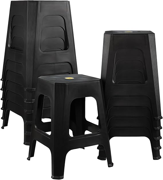 Plastic High Seating Stools 12 Packs, Square Backless Stool Set