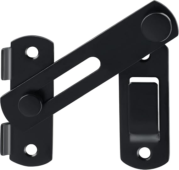 SAYAYO Gate Lock Latch for Wooden Gates, Black, 2.5MM Thickness | 180° Small Gate Bolt Sliding Door Lock for Internal Door Garden, Stainless Steel