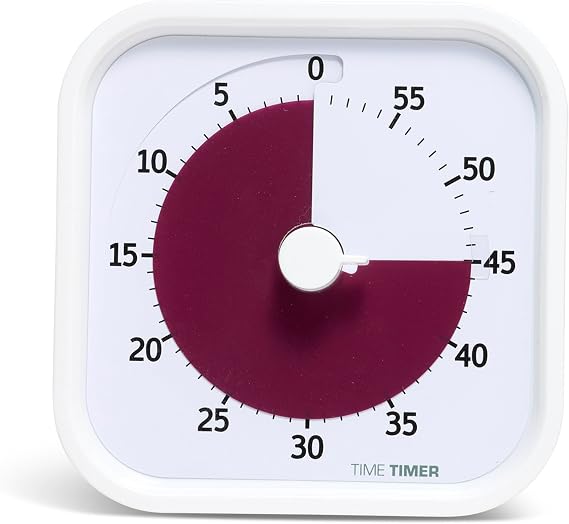 Time Timer MOD - 60-Minute Visual Timer, for School, Office and Meetings, Silent Operation (White)