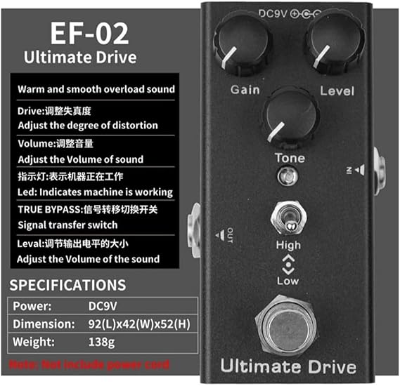 10 Sound Effects Compact Portable Guitar Vintage Overdrive Effects Pedal