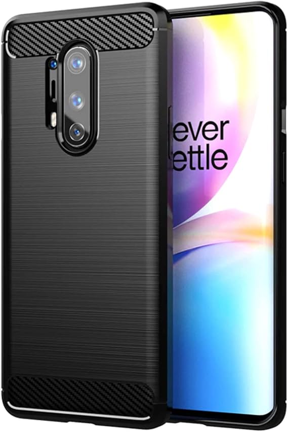 Microcase OnePlus 8 Pro Brushed Carbon Fiber Silikon Kılıf- Siyah