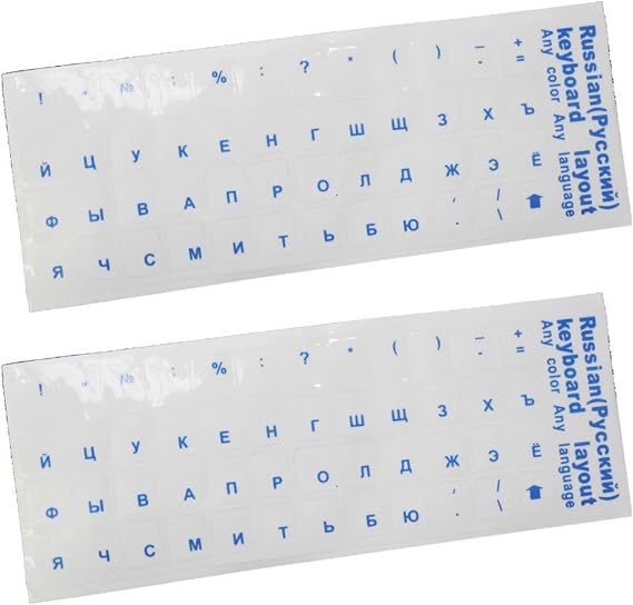 2pcs Letter Sticker Waterproof Super Russian Keyboard Stickers for Laptop General- Keyboard Russia,PVC