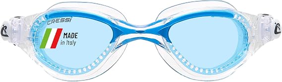 CRESSI Flash Swim Goggles, 18-Degree Tilted Lenses, Elastic Frame, Anti-Fog