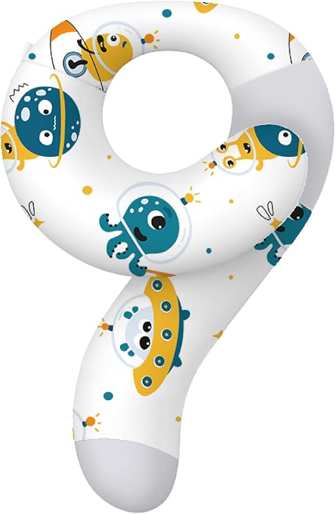 Cotton Kids Travel Pillow with Chin Support, Childrens Neck Pillow for Car Airplane Trip, Toddler Seatbelt Pillow, Removable Pillowcase (Alien)