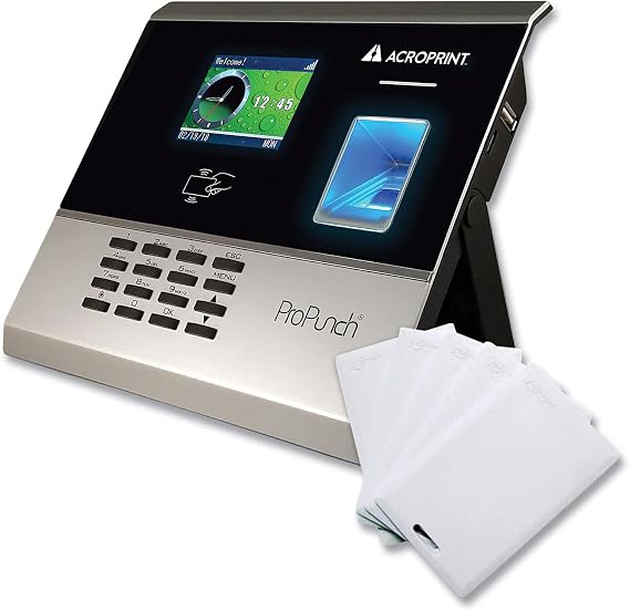 Acroprint Propunch Biometric and Proximity Bundle, 50 Employees, Black