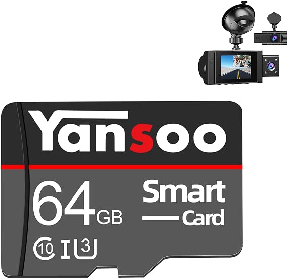Bundle Include 64GB Micro Memory Card + Yansoo Dual Dash Cam Front and Inside