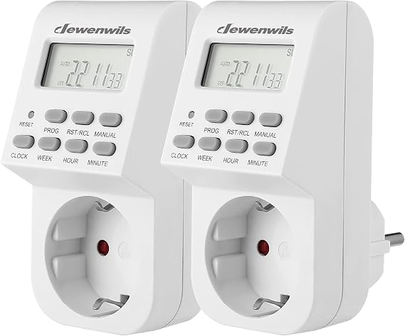 Dewenwils digital timer socket electronic timer with 20 configurable switching programmes LCD display for lamps Christmas lights and home appliances (16A 3840 W).