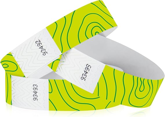 500 WristCo Green Topographic Tyvek Wristbands for Events - Tamper - Proof