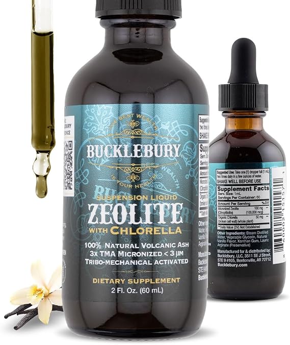 BUCKLEBURY Zeolite Liquid Suspension w/Chlorella - Detox Support, Immune System and Digestive Tract Health Support for Kids and Adults (60 Servings)