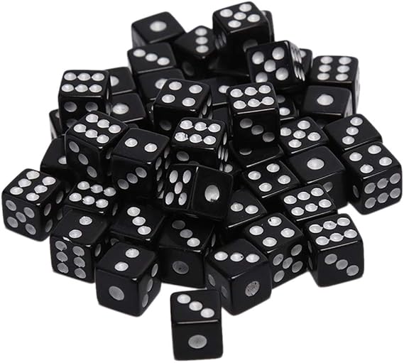100pcs 8mm 0.31in Digital Dice 6-Sided Acrylic Dice Kids Puzzle Toy Board Game Accessories KTV Pack Metal Red and Black