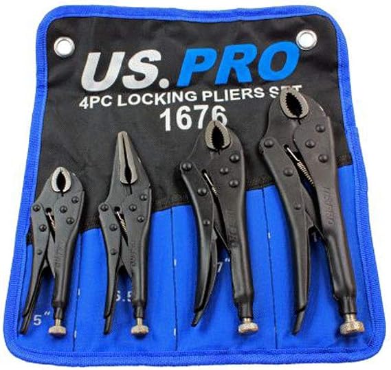 US PRO 4pc Locking Pliers Set 5" 6.5" 7" 10" Mole Vice Clamp 1676