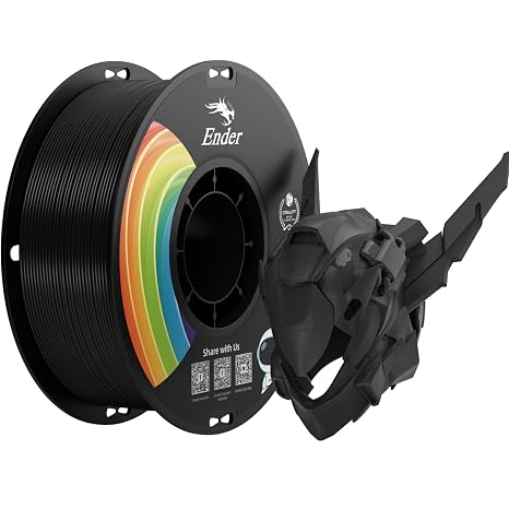 Official Creality Upgrade Ender 3D Printer Filament, Black PLA+ Filament 1.75mm, 1kg Reel (1.0kg), Accuracy +/- 0.02mm, 3D Printing Filament, Strong Durability, Vacuum Packaging, Eco-Friendly