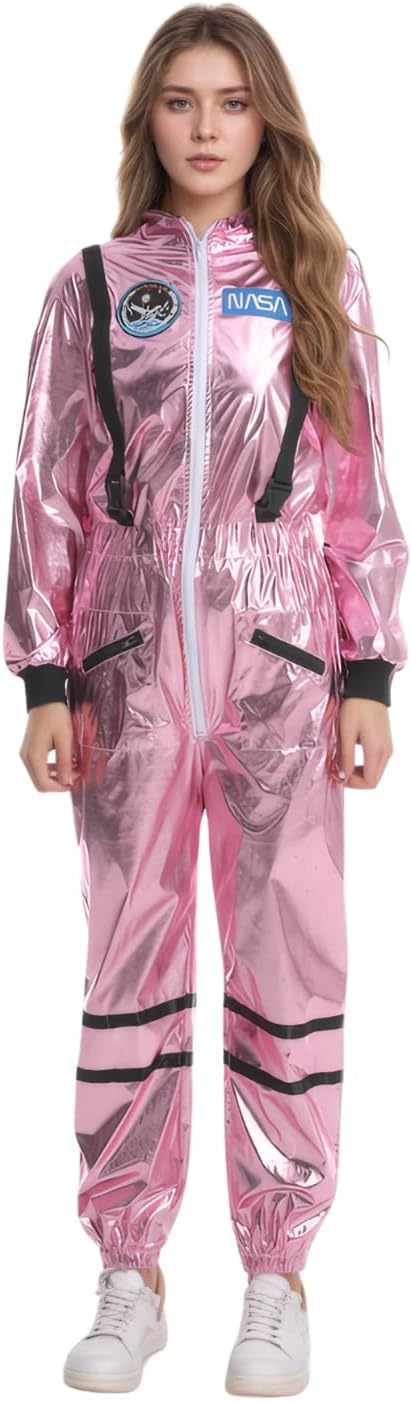 Colorful House Women Astronaut Onesie Adult Astronaut Costume White Space Suit Costume Halloween Spaceman Jumpsuit Outfit