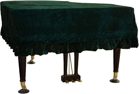 Upright Piano Cover, Grand Piano Cover, Gold Velvet Soft Piano Dust Cover Cloth, Washable Triangle Decorated Protective Cover (Color : Green, Size : 150cm-160cm)