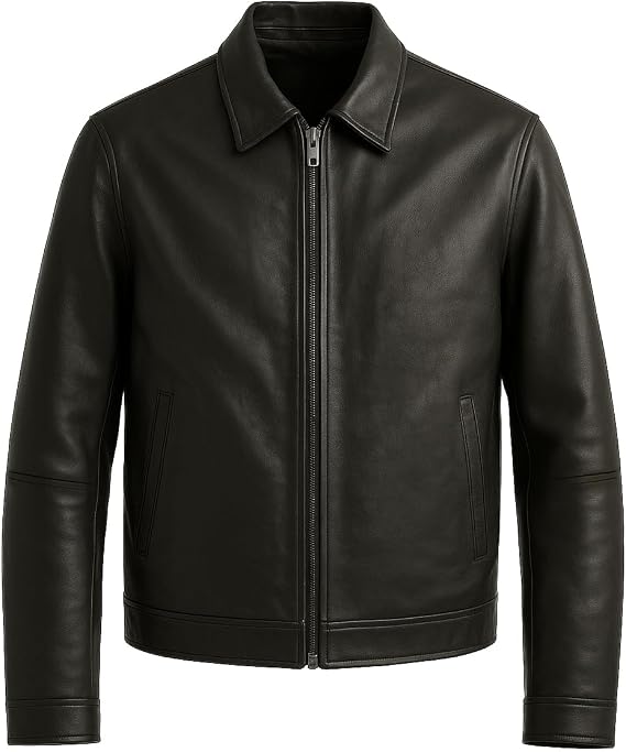 Zerimar Men's Genuine Leather Coat, Natural Leather Jacket Zip-Up Jacket, Elegant and Refined
