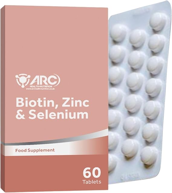 Biotin Complex + Zinc & Selenium Supplement 60 Tablets for Hair Growth - Men & Women - Powerful Trio - Vegan & Vegetarian - Made in UK