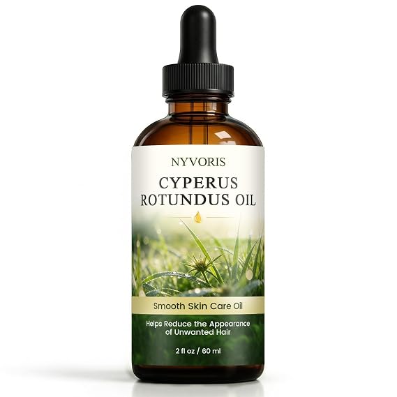 NYVORIS Cyperus Rotundus Oil for Hair Removal - Organic Cold-Pressed Cypress Rotundus Oil to Help Reduce the Appearance of Unwanted Hair, Moisturizing & Soothing Body Oil (1 PACK)