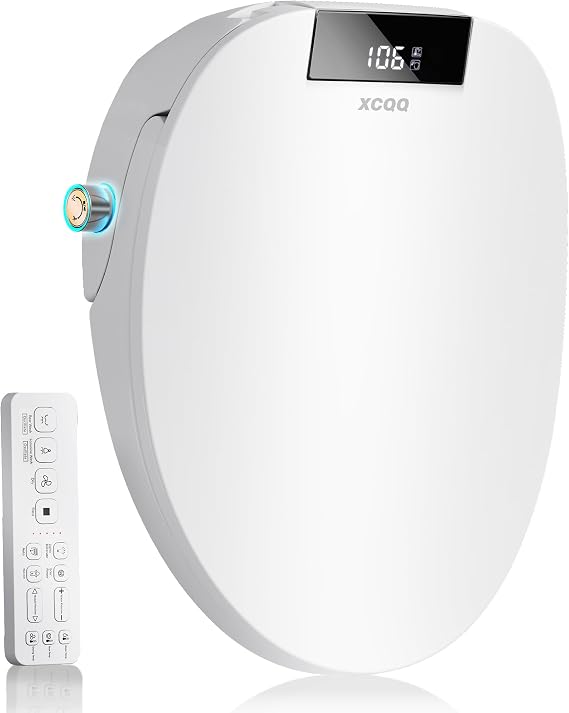 XCQQ Electric Heated Bidet Toilet Seat with Remote, Round, S90R