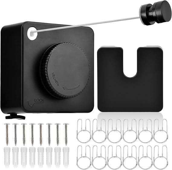 Retractable Clothesline, 15.75 Ft Indoor Outdoor Drying Line(Black)