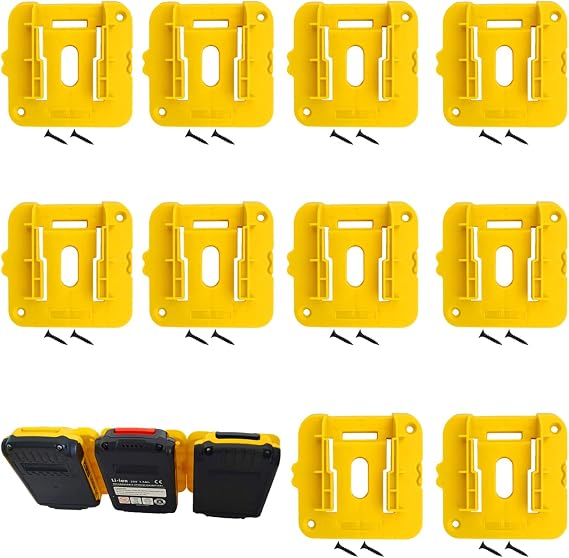 10Packs Battery Holders Mount Fit for Dewalt 20V 60V Battery DCB200 DCB201 DCB202 DCB203 DCB204 DCB205 DCB206 DCB208