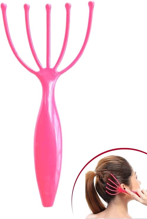 BUFFER® Çok Fonksiyonlu 5 Uçlu Bilyeli Baş Boyun Bacak Kol Masaj Aleti Stres Alıcı Ve Rahatlatıcı Kafa Masaj Aparatı (Pembe)
