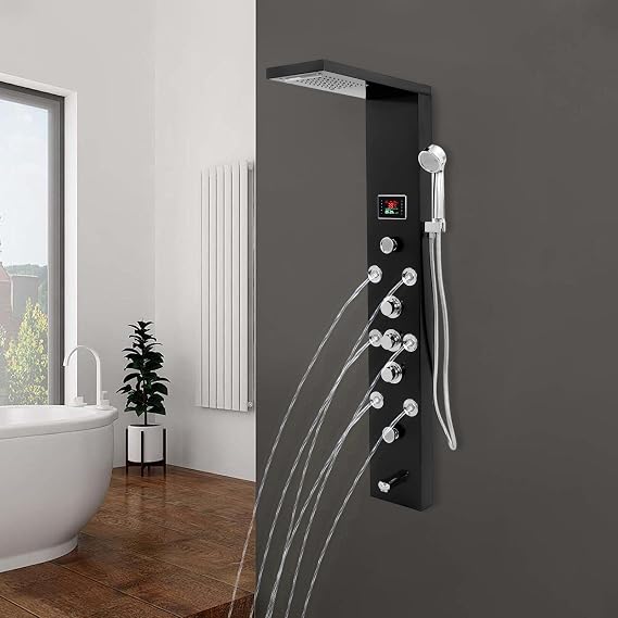 6 in 1 Stainless Steel LED Rainfall Waterfall Shower w/Handheld Shower