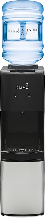 Primo Top-Loading Water Dispenser - 3 Temp (Hot-Cool-Cold) Water Cooler Water Dispenser for 5 Gallon Bottle w/Child Safety Lock, Black and Stainless Steel