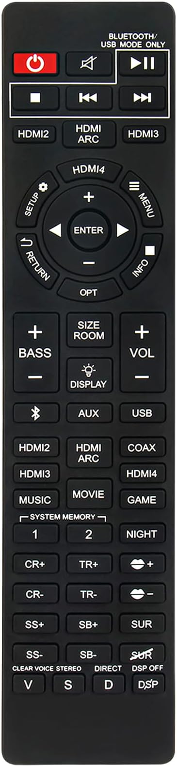 Replace Remote Compatible with Nakamichi Soundbar Shockwafe Elite 7.2.4 SSE