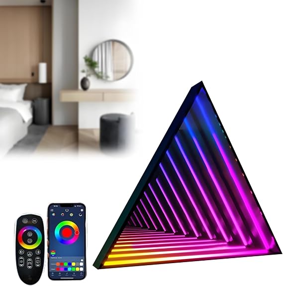 Infinity Mirror, Single-Sided LED 3D Mirror Night Light, with 358 Magical Multi Color Changing Light, for Ambiance and Decor. 30cm/11.8in-A