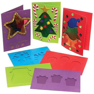 Baker Ross FE946 Christmas Aperture Greeting Cards - Pack of 15, Card Blanks for Card Making, Make Your Own Christmas Cards, Ideal for Kids Arts and Crafts Projects