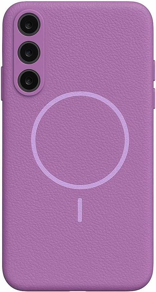 Coverzone Samsung Galaxy A16 ile uyumlu Deri Görünmlü 2,5mm Kamera Koruma Çıkıntı Koruma Cowboy MagSafe ile uyumlu İç Kadife Yüzeyli Silikon Kılıf Purple