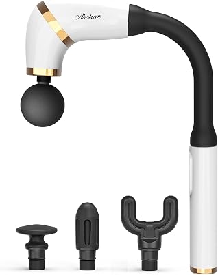 Abotrem Massage Gun with Upgraded Extension Handle and LED Screen, Percussion Back Massagers Handheld Deep Tissue with 4 Massage Heads and 6 Speed Levels, Handheld Massage Gun for Back Neck Shoulder