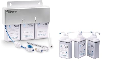 Universal Inline Water Filter for Refrigerators & Ice Makers + Replacement Filter Set