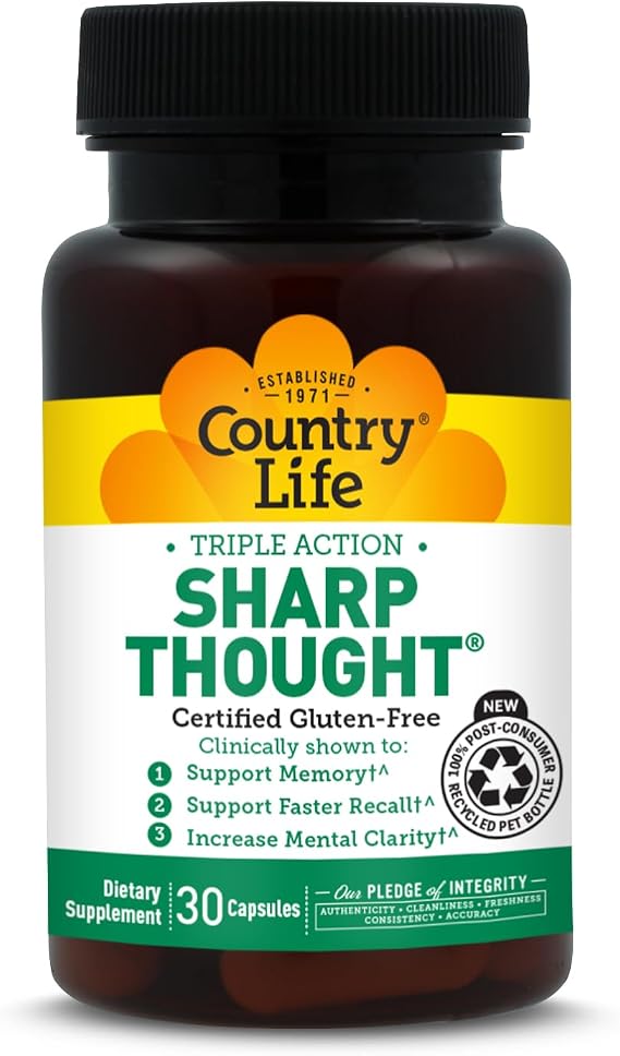 Country Life Sharp Thought Phosphatidylserine with DHA, 30 Capsules