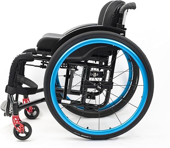 Sports and Leisure Wheelchairs for Adults,Portable Folding Sports Wheelchairs, Self Propelled Wheelchair with Handbrakes and Quick Release Rear Wheels & Anti-Tip Wheels(36cm/14.1in,Blue)