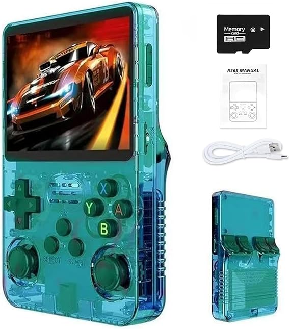 R36S 2025 New Retro Handheld Game Console, 20000+ HD Games Mini Retro Video Console, 3.5 Inch IPS Screen, Portable Arcade Video Gaming Console Gift for Adults (Green)