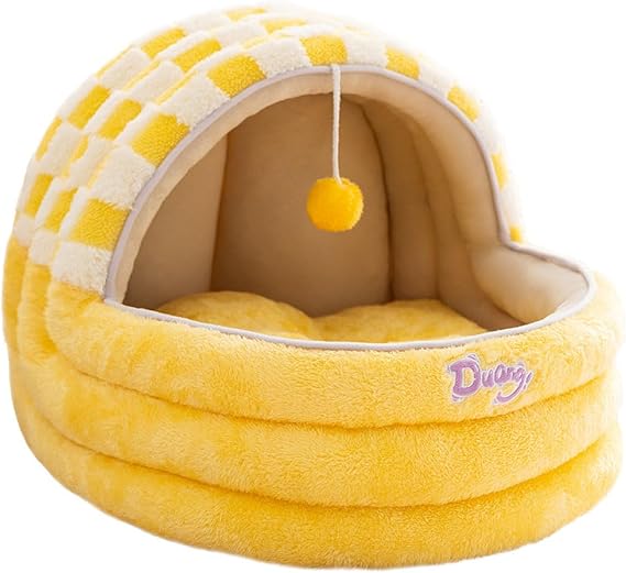 Luxury Pet Nest Winter Semi Enclosed Pet Dog Cave Thickened and Warm Cradle Nests Dog House with Plush Ball Toy for Cats and Puppies