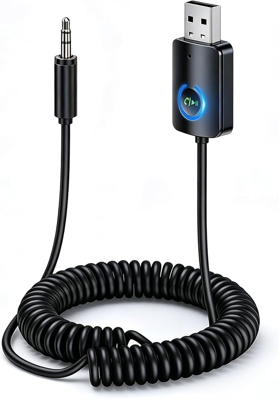 KAIY AUX Bluetooth Adapter for Car, 3.5mm Bluetooth Receiver | Hands-Free Calling & Music Streaming, USB Powered Bluetooth to AUX Adapter for Car Stereo, Speakers & Home Audio Systems