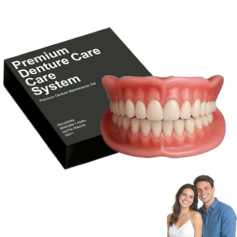 Dentures, Full Denture Set, False Teeth, Silicone Dentures To Fit Over Existing Teeth, Fits Both Upper and Lower Jaws, Silicone Reline Kit for Men and Women, Easy To Use (1 SET)