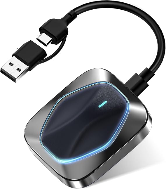2in1 Wireless Carplay Adapter for iPhone Android,Plug Play Easy Setup Automatic Reconnect,Convert Wired to Wireless Carplay Adapter Dongle (USB A/C) 03