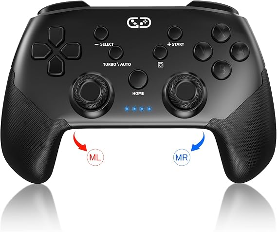 Switch/Switch Controller 2024 Upgrade Sungale switch Procon Automatic rapid fire function/rapid fire hold Back button Macro function Bluetooth 5.0 wireless connection 6-axis gyro sensor Compatible with Switch/PC/iOS13.0+/Android Rapid fire controller with main unit sleep release Japanese instruction manual Black & Black