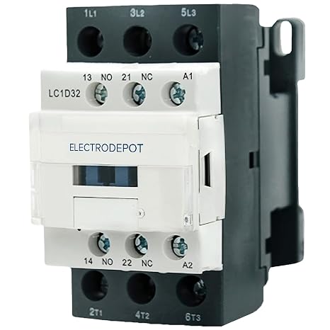 Electrodepot 30A Contactor 3 Pole, 110-120V Coil, Motor Load 32A, Lighting 40A, 50A, 600V IEC DIN (10 Pack)