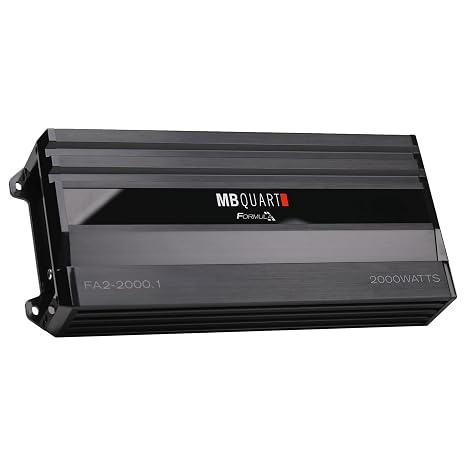 MB Quart Formula 2,000 Watt 1 Ohm Stable Mono Full Range Class Q1 Car Audio Mobile Amplifier with Bass Remote, FA2-2000.1, Black
