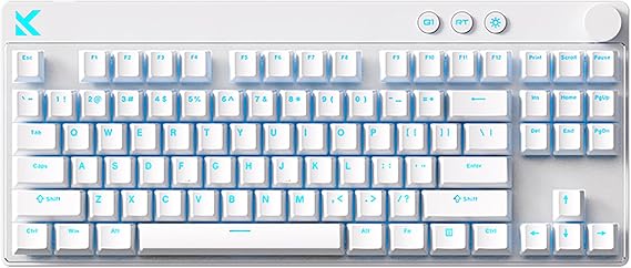 Hyekit MCHOSE Mix 87 TKL Wired RGB Magnetic Switch Gaming Keyboard - Rapid Trigger Hall Effect Keyboard with Knob: 8K Hz Polling Rate, RT 0.005mm, Adjustable Actuation, HotSwap, for PC/Mac, White