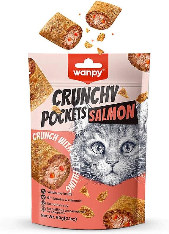 Wanpy Kedi Crunch Ödül Somon & Havyar 60g