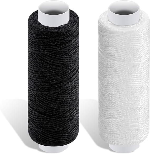 2 Pcs Sewing Thread, 200 Yards White Thread Black Threads