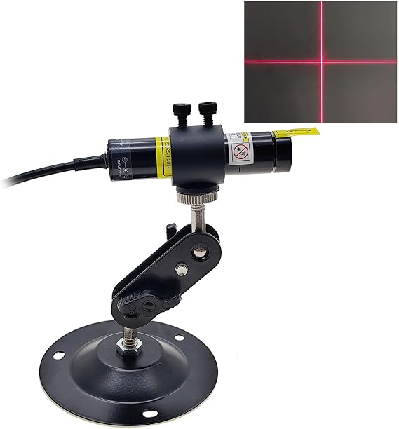 Red Light Cross Module Projector Focusable Locator Generator Placement Position Guide for Screen Printing Heat up Machine Fabric Wood Print Cloth Alignment 638nm Dia.16mm