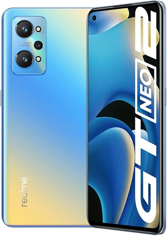 realme GT Neo 2 Smartphone without Contract, Qualcomm Snapdragon 870 5G Processor, 120Hz E4 AMOLED Display, 65W SuperDart Charge, 64MP AI Triple Camera, NFC, 8GB+128GB, NEO Blue